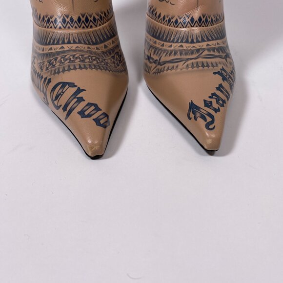 Jimmy Choo x Jean Paul Gaultier Tan Leather 'Tattoo' Over the knee Boots - Picture 5 of 10